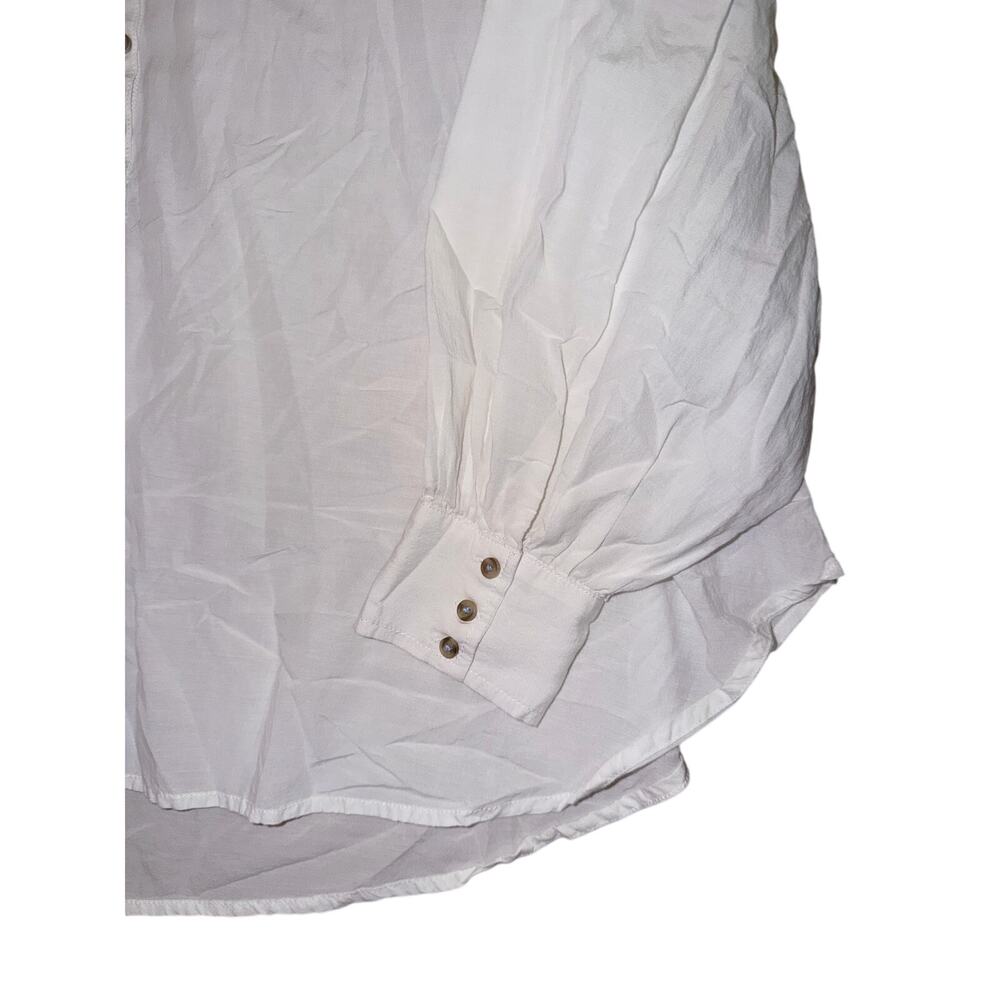 Pilcro white cotton viscose blend peasant blouse top button medium cottagecore - Picture 5 of 7